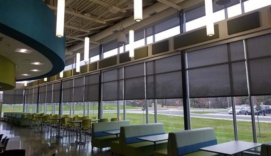 Motorized Shades for Cafeteria